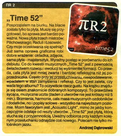  Andrzej Dbrowski, recenzja pyty 'Time 52', Gazeta Ostrowska 