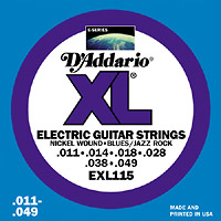  Struny D'Addario EXL 115  
 Nickel Wound, Blues / Jazz Rock 